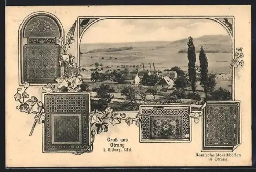 AK Otrang /Bitburg, Eifel, römische Mosaikböden, Ortsansicht