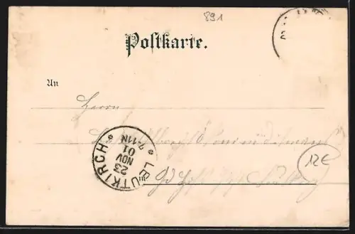 Lithographie Ulm, Münster, Rathaus, Metzgerthurm