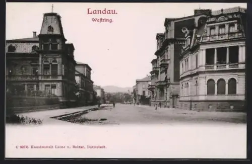 AK Landau, Westring, Strassenansicht, Villen