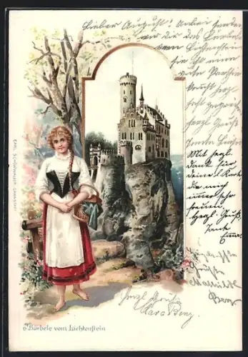 Präge-AK Lichtenstein, Schloss Lichtenstein, Bärbele vom Lichtenstein