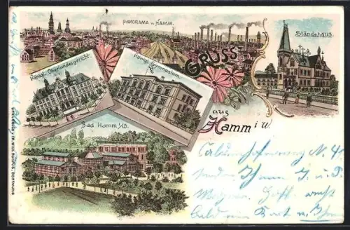 AK Hamm i. W., Ständehaus, Königl. Gymnasium, königl. Oberlandesgericht