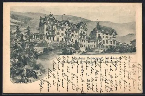 Lithographie Freudenstadt /Württ. Schwarzwald, Kurhaus Palmenwald