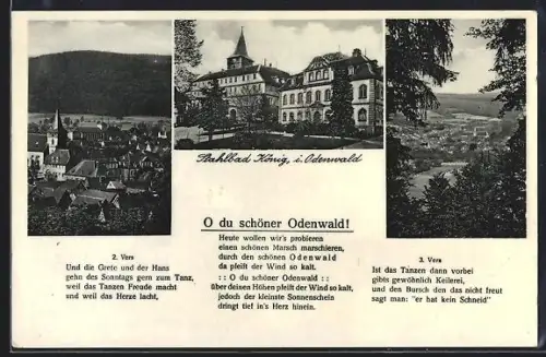 AK König i. Odenw., Ortsansicht mit Umgebung, O du schöner Odenwald!