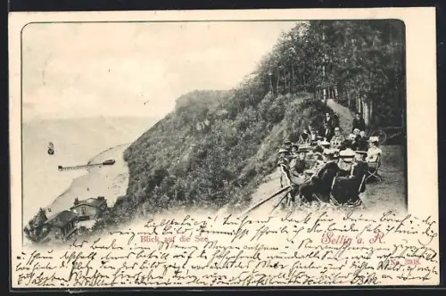 AK Sellin, Blick zum See vom Berg aus gesehen