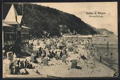 AK Sellin a. Rügen, Strandleben