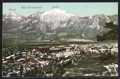 AK Bad Reichenhall, Teilansicht mit Zwiesel und Staufen