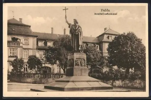 AK Fulda, Partie am Bonfaciusdenkmal