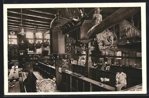 AK Lübeck, Gasthaus Schillergesellschaft, Innenansicht