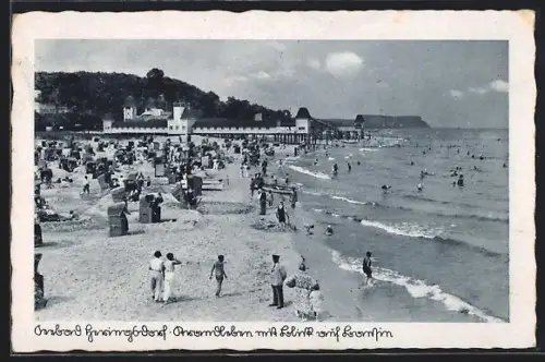 AK Heringsdorf, Strandleben mit Blick auf Bansin