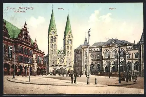 AK Bremen, Blick auf Marktplatz