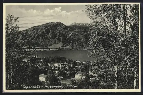 AK Tegernsee, Teilansicht mit Hirschberg