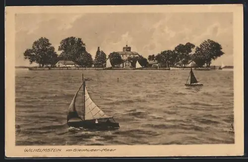 AK Steinhude am Meer, Blick zur Festung Wilhelmstein