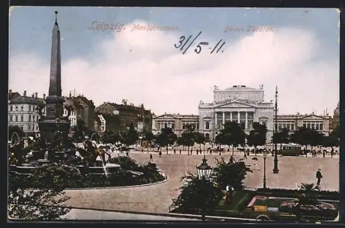 AK Leipzig, Mendebrunnen und Neues Theater