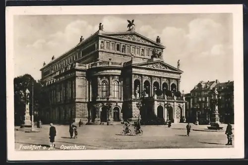 AK Frankfurt a. M., Opernhaus mit Strassenpartie