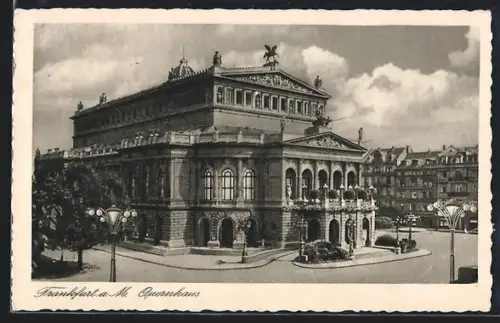 AK Frankfurt a. M., Opernhaus mit Strassenpartie