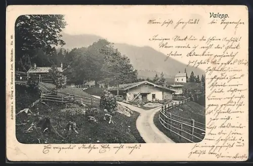 AK Valepp, Strassenpartie mit Kapelle