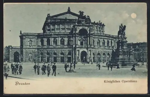 Mondschein-AK Dresden, Königliches Opernhaus