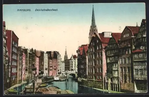 AK Alt-Hamburg, Deichstrassenfleet mit Buchdruckerei Conrad Müller