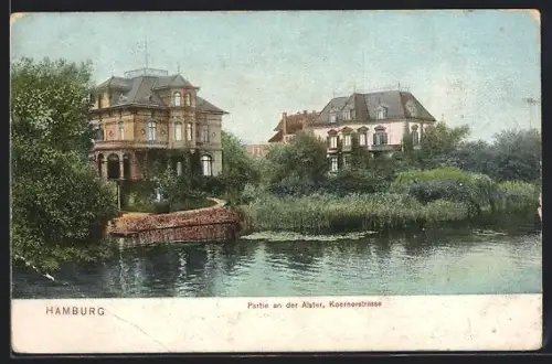AK Hamburg-St.Georg, Partie an der Alster, Koernerstrasse