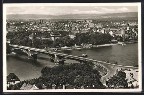 AK Koblenz, Teilansicht mit Brücke