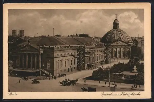 AK Berlin, Opernhaus und Hedwigskirche