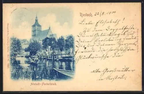 AK Alt-Rostock, Fischerbruch mit Kirche