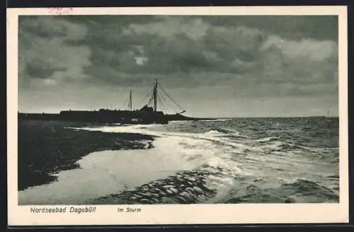 AK Dagebüll, Nordseebad, im Sturm