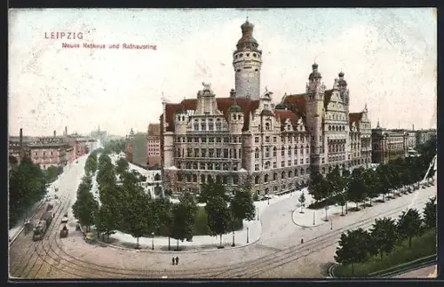 AK Leipzig, Neues Rathaus und Rathausring
