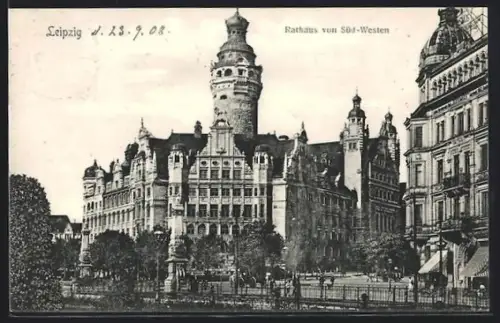 AK Leipzig, Rathaus von Süd-Westen