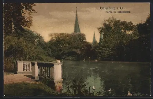 AK Oldenburg i. O., Partie im Schlosspark