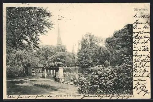 AK Oldenburg i. Gr., Partie im Schlossgarten
