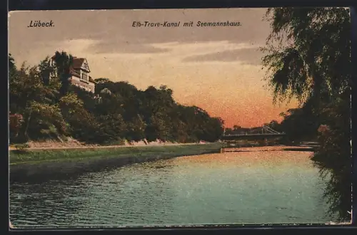 AK Lübeck, Elb-Trave-Kanal mit Seemannshaus
