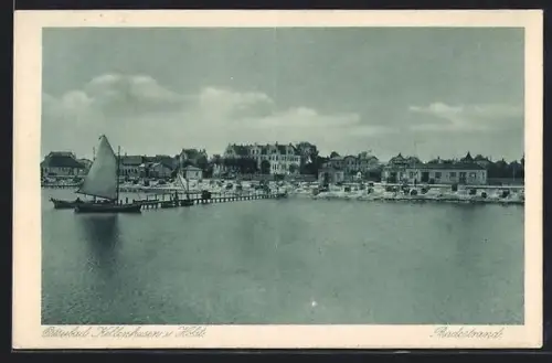 AK Kellenhusen i. Holst., Badebetrieb, Segelboot, Hafenansicht