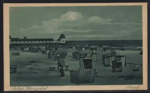 AK Heringsdorf, Strand, Seebrücke, Strandkörbe