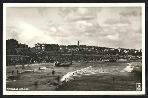 AK Ahlbeck, Strand, Badegäste, Seebrücke, Leuchtturm