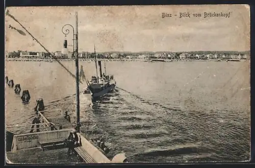 AK Binz, Blick vom Brückenkopf, Dampfer, Seebrücke