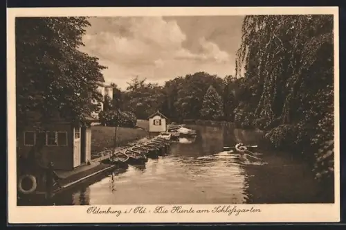 AK Oldenburg i. Old., Die Hunte am Schlossgarten