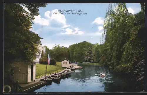 AK Oldenburg i. Old., Hunte am Schlossgarten