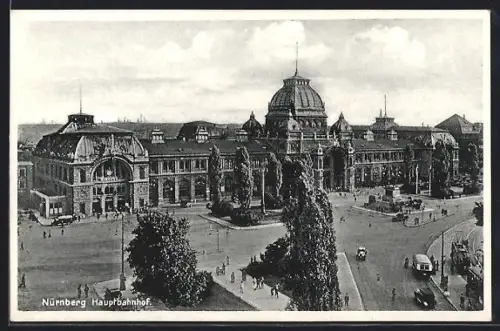 AK Nürnberg, Hauptbahnhof, Reiterdenkmal Prinzregent Luitpold