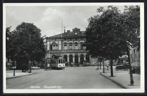 AK Landau, Hauptbahnhof, Strassenbahn
