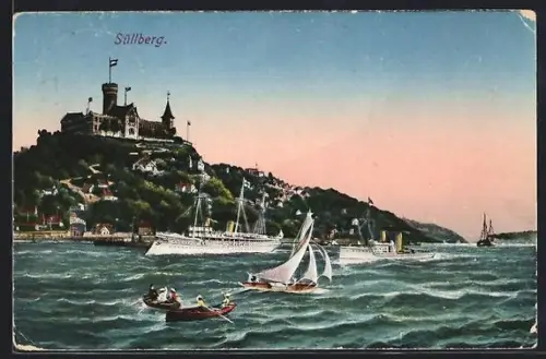 AK Blankenese bei Hamburg, Süllberg, Dampfer, Segelboote