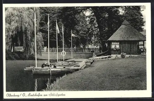AK Oldenburg /O., Bootshafen am Schlossgarten