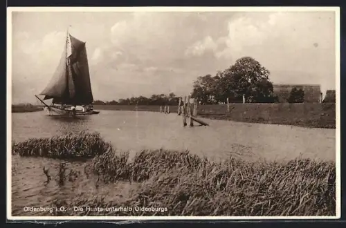 AK Oldenburg i. O., Die Hunte unterhalb Oldenburgs