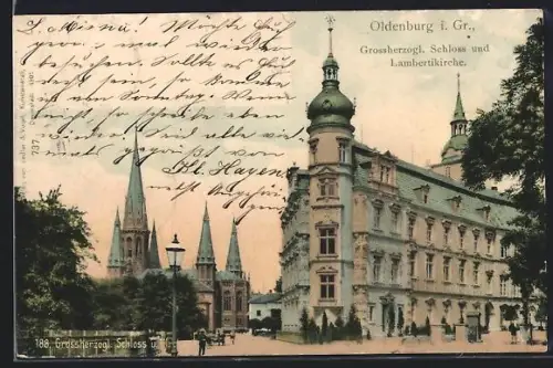 AK Oldenburg i. Gr., Grossherzogl. Schloss, Lambertikirche