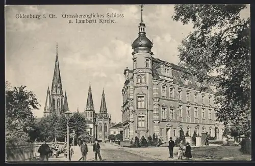 AK Oldenburg i. Gr., Grossherzogliches Schloss, Lamberti Kirche