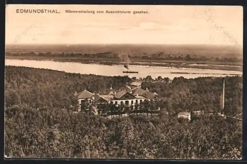 AK Geesthacht, Männerabteilung im Edmundsthal vom Aussichtsturm gesehen