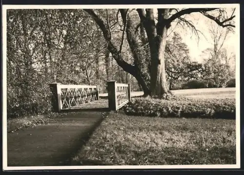 AK Duisburg, Parkpartie mit Brücke
