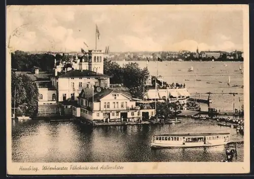 AK Hamburg-Uhlenhorst, Gasthaus Uhlenhorster Fährhaus und Ausseralster mit 