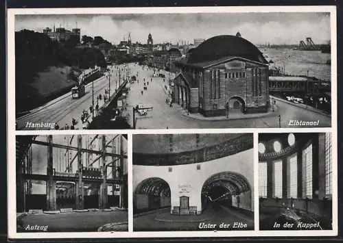 AK Hamburg-St. Pauli, Elbtunnel, Aufzug, Unter der Elbe, In der Kuppel