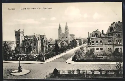 AK Landau, Partie aus dem südlichen Stadtteil